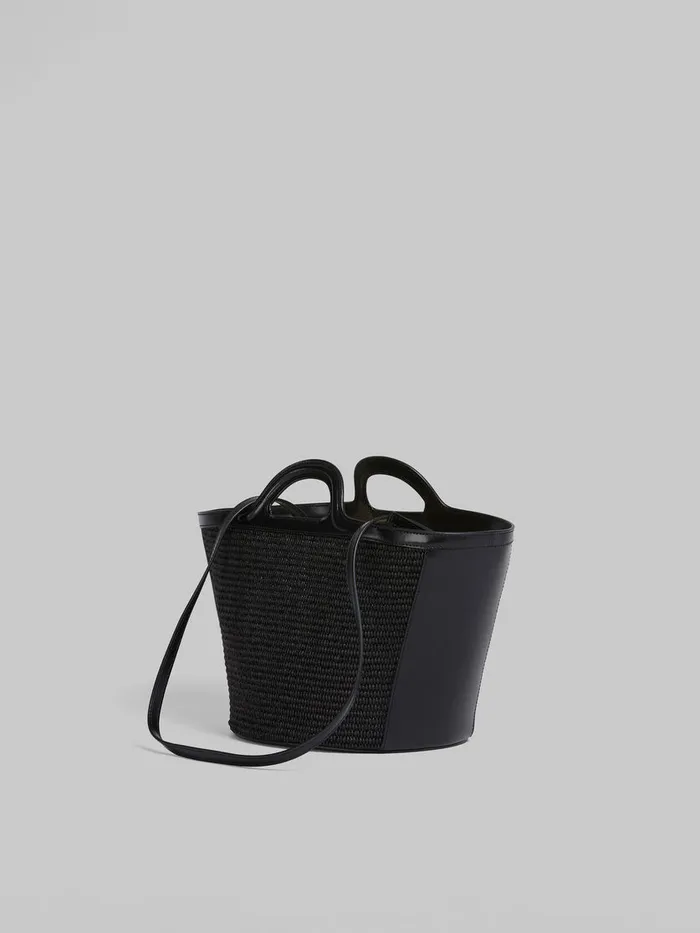 Tropicalia Small Bag In Black Leather And Raffiaeffect Fabric Women Marni Tropicalia Bag