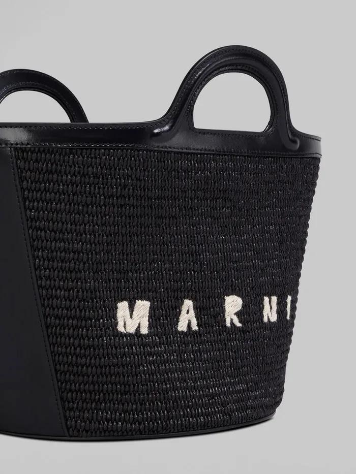 Tropicalia Small Bag In Black Leather And Raffiaeffect Fabric Women Marni Tropicalia Bag