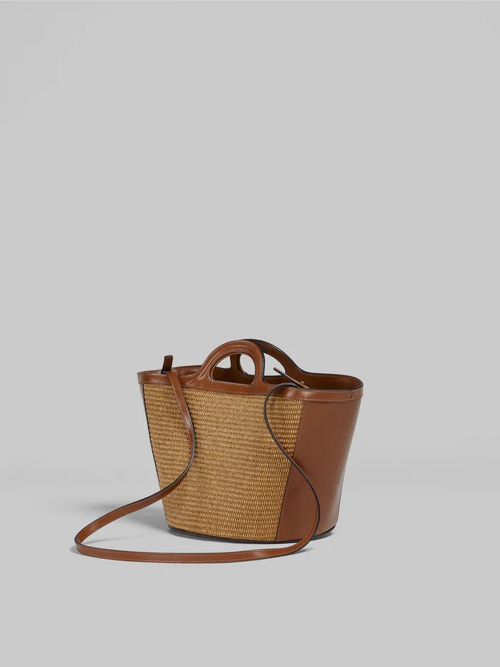 Tropicalia Small Bag In Brown Leather And Raffiaeffect Fabric Women Marni Tropicalia Bag