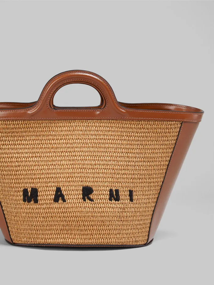 Tropicalia Small Bag In Brown Leather And Raffiaeffect Fabric Women Marni Tropicalia Bag