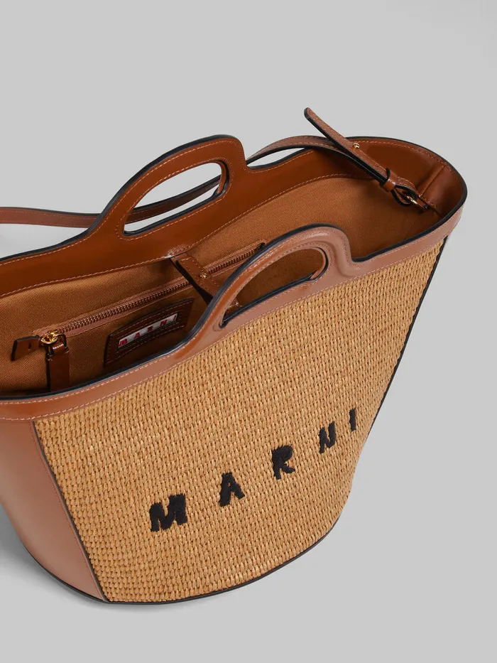 Tropicalia Small Bag In Brown Leather And Raffiaeffect Fabric Women Marni Tropicalia Bag