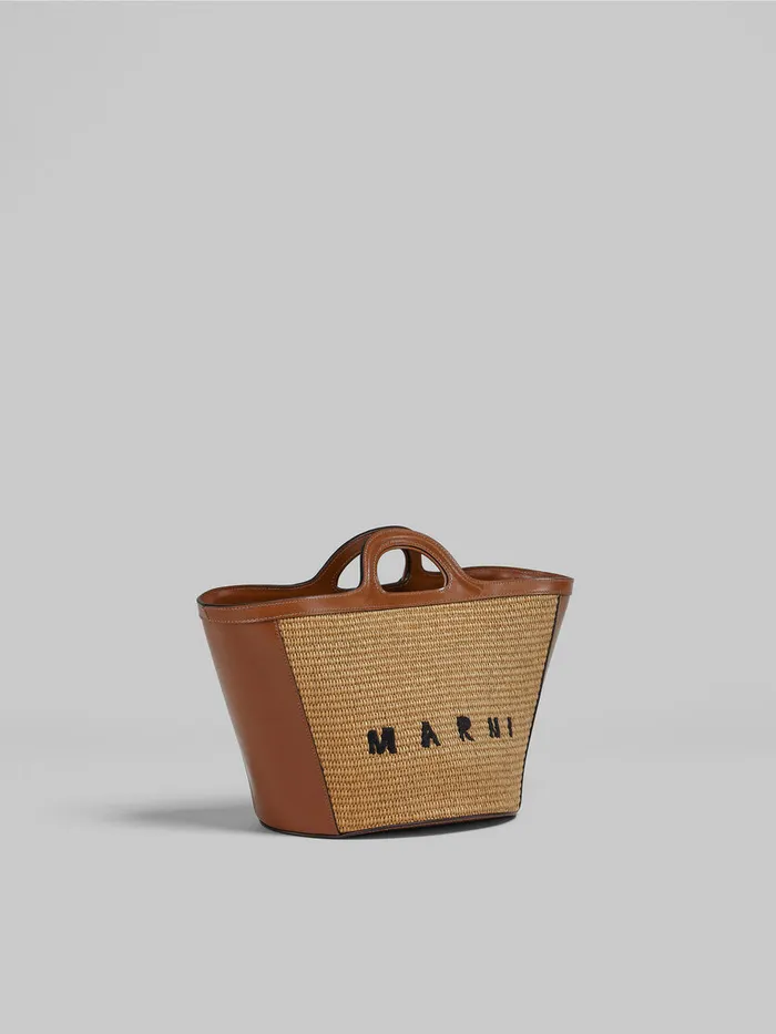 Tropicalia Small Bag In Brown Leather And Raffiaeffect Fabric Women Marni Tropicalia Bag