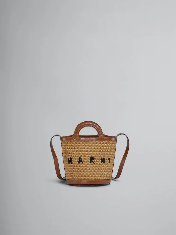 Tropicalia Small Bucket Bag In Brown Leather And Raffiaeffect Fabric Women Marni Tropicalia Bag Tropicalia Small Bucket Bag In Brown Leather And Raffiaeffect Fabric Women Marni Tropicalia Bag