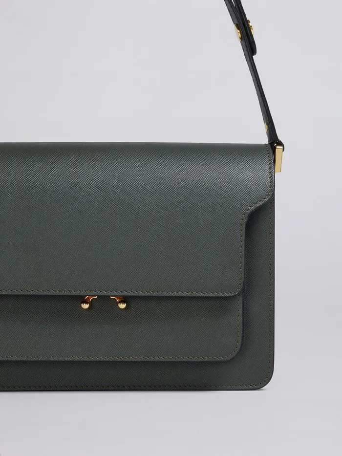 TRUNK Medium Bag In Green Saffiano Leather Women Marni Shoulder Bags