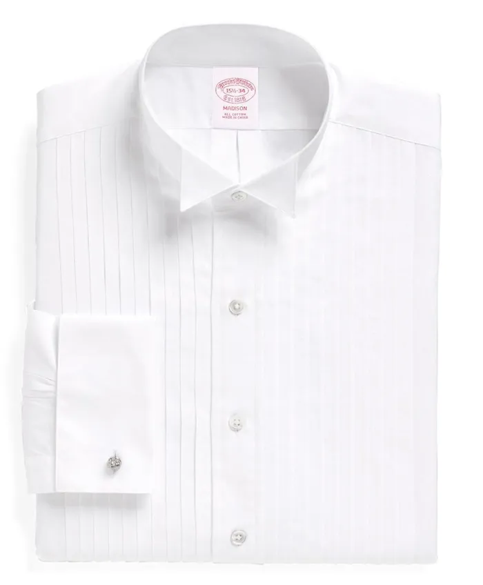 Tuxedo Shop Men Brooks Brothers Madison Fit TenPleat Wing Collar Tuxedo Shirt White