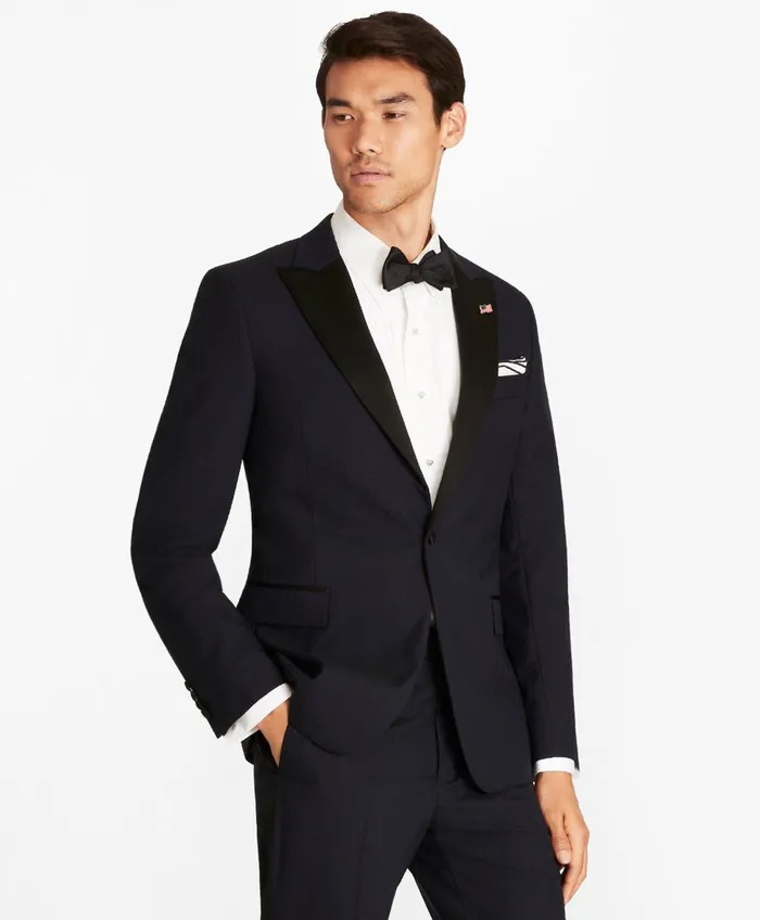 Tuxedo Shop Men Brooks Brothers Regent Fit OneButton Jacquard Tuxedo Navy