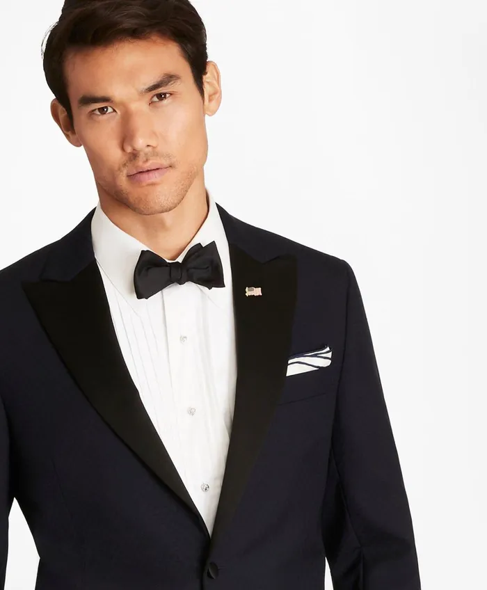 Tuxedo Shop Men Brooks Brothers Regent Fit OneButton Jacquard Tuxedo Navy
