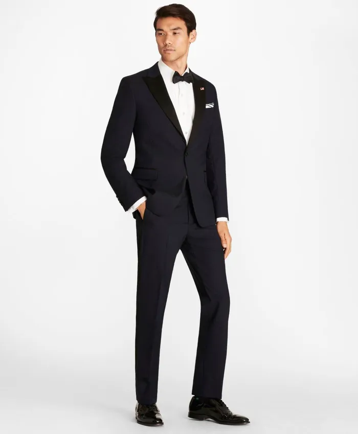 Tuxedo Shop Men Brooks Brothers Regent Fit OneButton Jacquard Tuxedo Navy