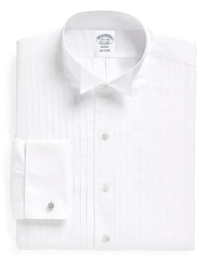 Tuxedo Shop Men Brooks Brothers Regent Fit TenPleat Wing Collar Tuxedo Shirt White