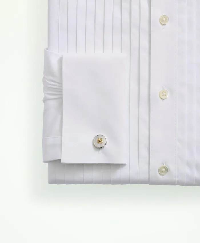Tuxedo Shop Men Brooks Brothers TenPleat Broadcloth English Collar Tuxedo Shirt White