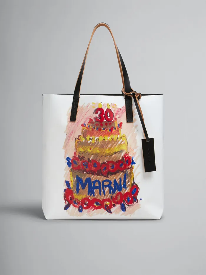 Two Tone Tribeca Tote With Marni 30th Anniversary Print Women Marni Tote Bags
