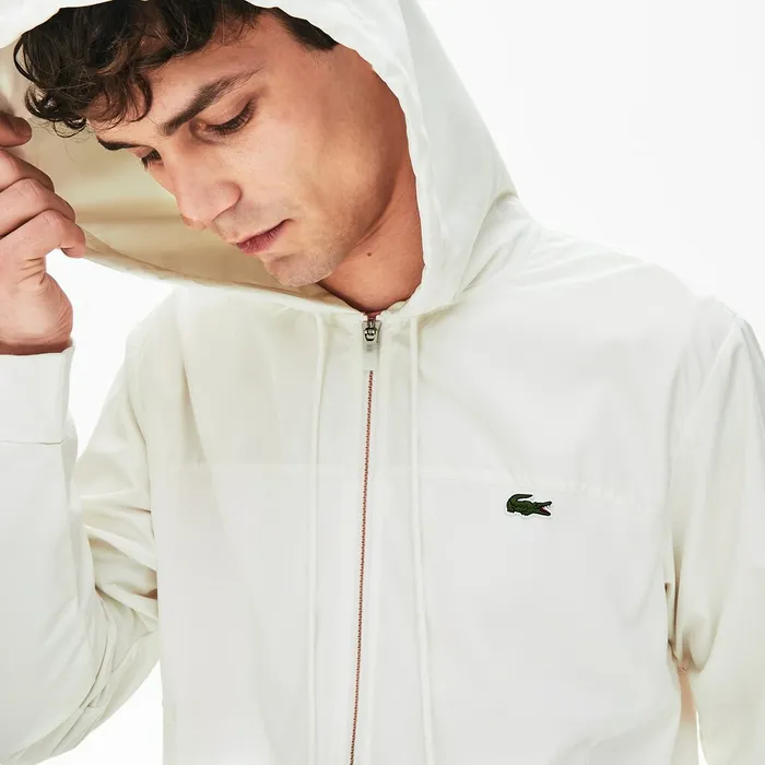 TwoTone ZipUp Jacket White Mens Lacoste Jackets and Coats Online Outlet Store