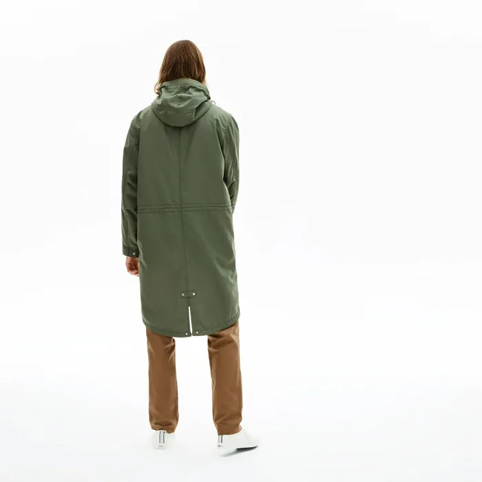 UltraLight Hooded Long Parka Khaki Green Mens Lacoste Jackets and Coats Online Outlet Store