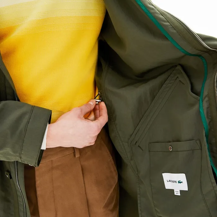 UltraLight Hooded Long Parka Khaki Green Mens Lacoste Jackets and Coats Online Outlet Store