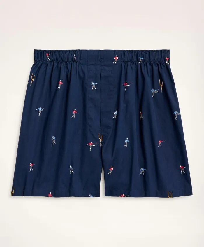 Underwear Men Brooks Brothers Cotton Broadcloth Football Boxers Navy