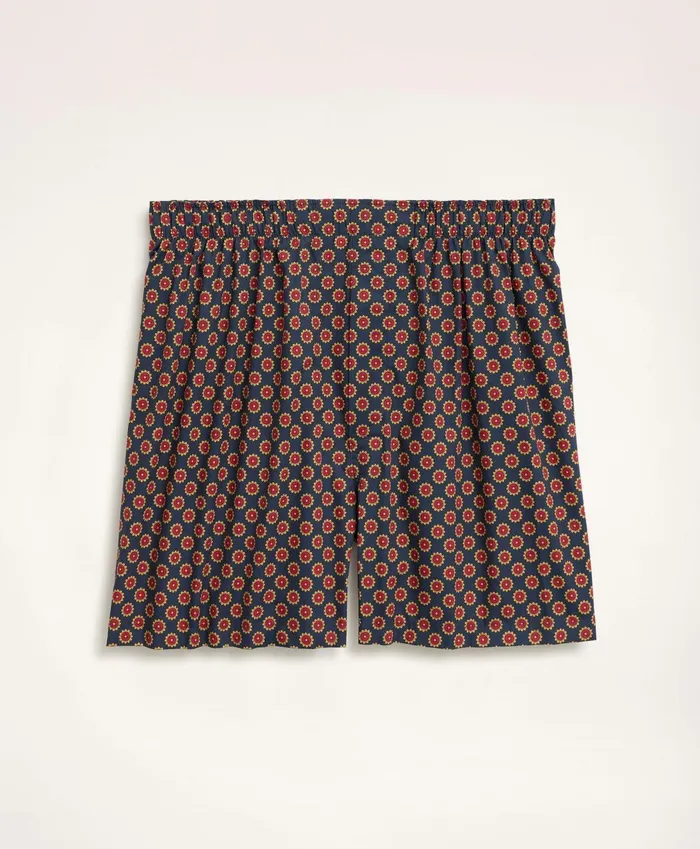Underwear Men Brooks Brothers Cotton Broadcloth Foulard Boxers Navy