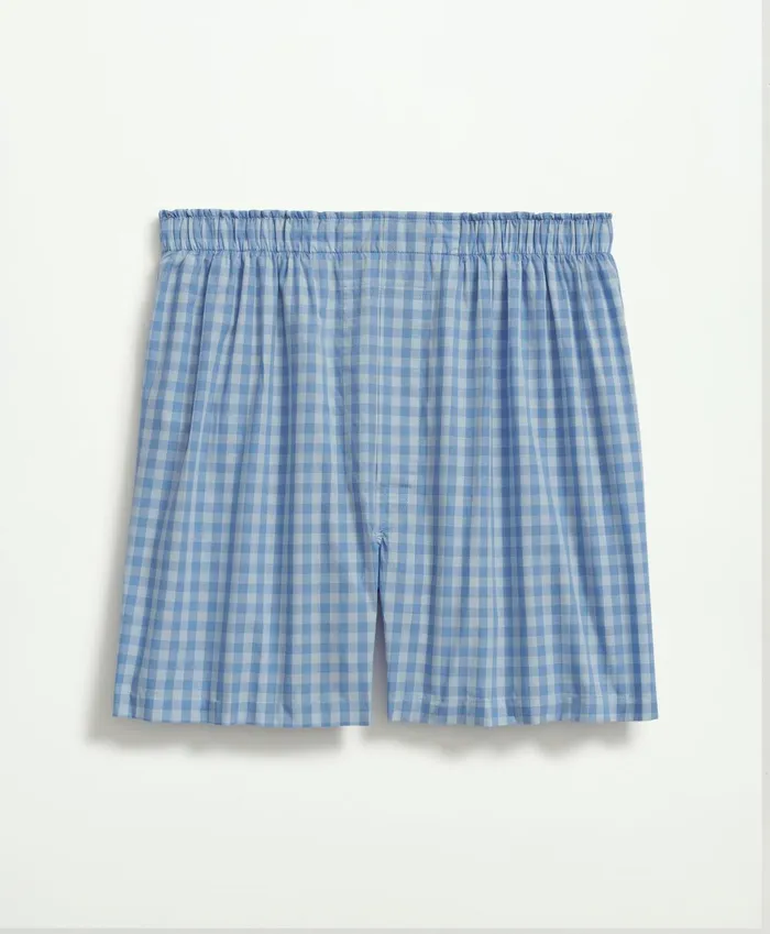 Underwear Men Brooks Brothers Cotton Broadcloth Gingham Boxers Chambray Blue