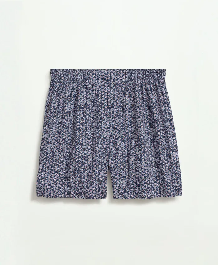 Underwear Men Brooks Brothers Cotton Broadcloth Mini Floral Print Boxers Navy
