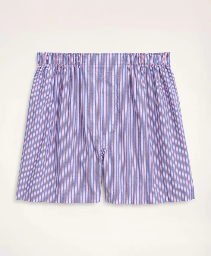 Underwear Men Brooks Brothers Cotton Broadcloth Striped Boxers Bluered