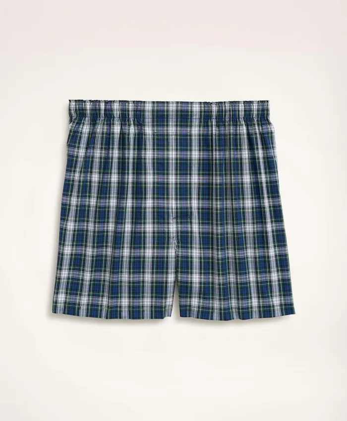 Underwear Men Brooks Brothers Cotton Broadcloth Tartan Boxers Blue Multi