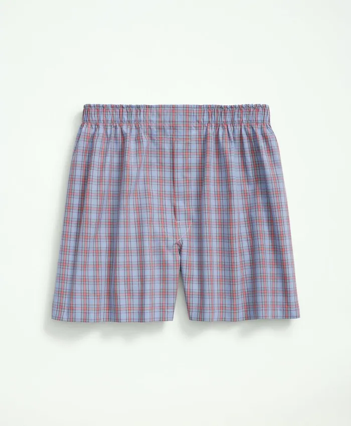 Underwear Men Brooks Brothers Cotton Broadcloth Tartan Boxers Light Blue