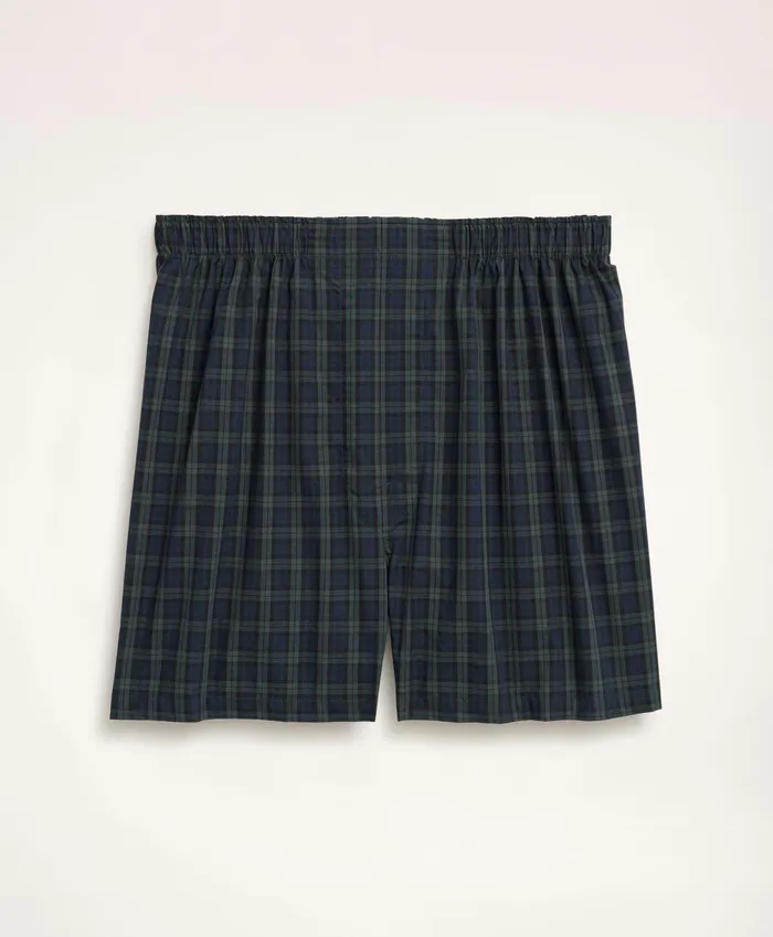 Underwear Men Brooks Brothers Cotton Broadcloth Tartan Boxers Navygreen