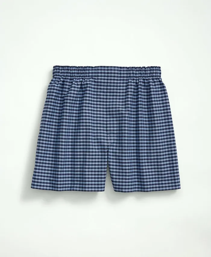 Underwear Men Brooks Brothers Cotton Oxford Gingham Boxers Light Blue