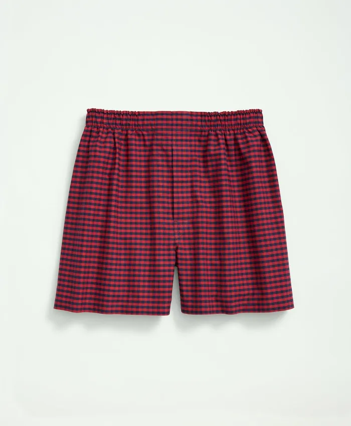 Underwear Men Brooks Brothers Cotton Oxford Gingham Boxers Red