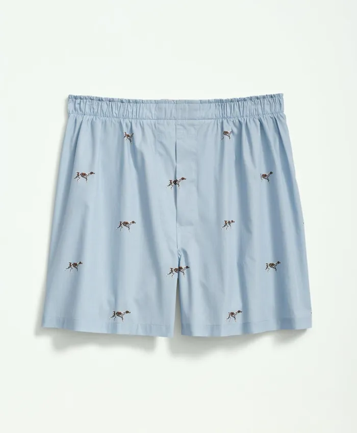 Underwear Men Brooks Brothers Cotton Poplin English Pointer Print Boxers Light Blue Underwear Men Brooks Brothers Cotton Poplin English Pointer Print Boxers Light Blue