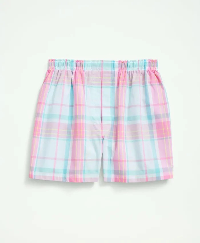 Underwear Men Brooks Brothers Cotton Poplin Madras Boxers Light Blue