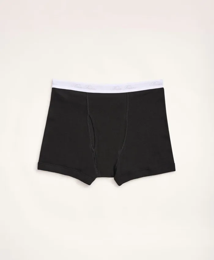 Underwear Men Brooks Brothers Supima Cotton Boxer Briefs3 Pack Black