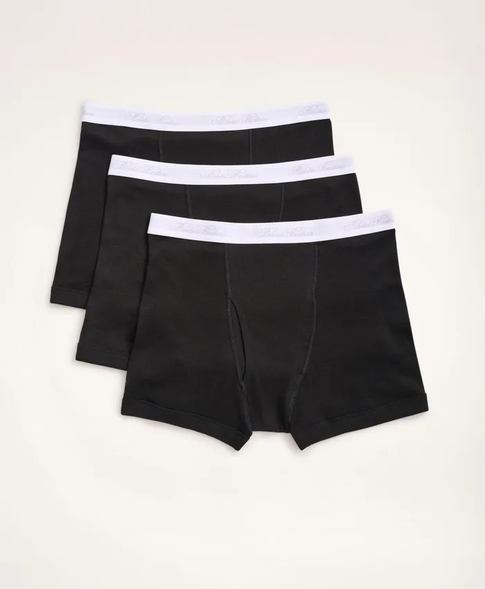 Underwear Men Brooks Brothers Supima Cotton Boxer Briefs3 Pack Black