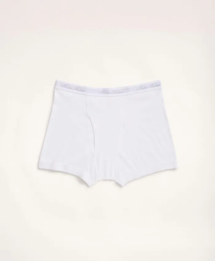 Underwear Men Brooks Brothers Supima Cotton Boxer Briefs3 Pack White