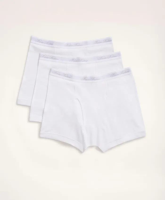 Underwear Men Brooks Brothers Supima Cotton Boxer Briefs3 Pack White