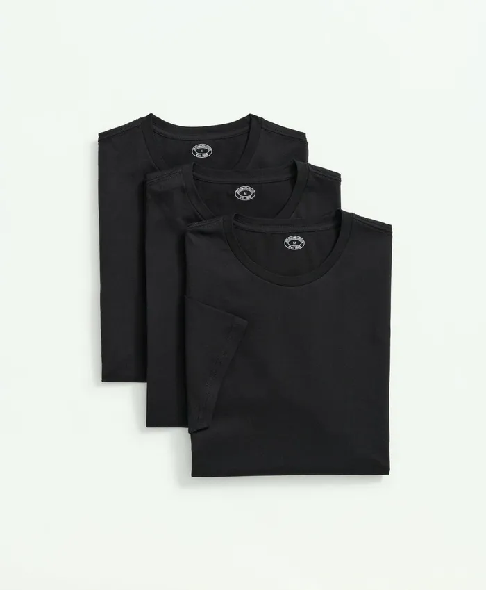 Underwear Men Brooks Brothers Supima Cotton Crewneck 3 Pack TShirts Black