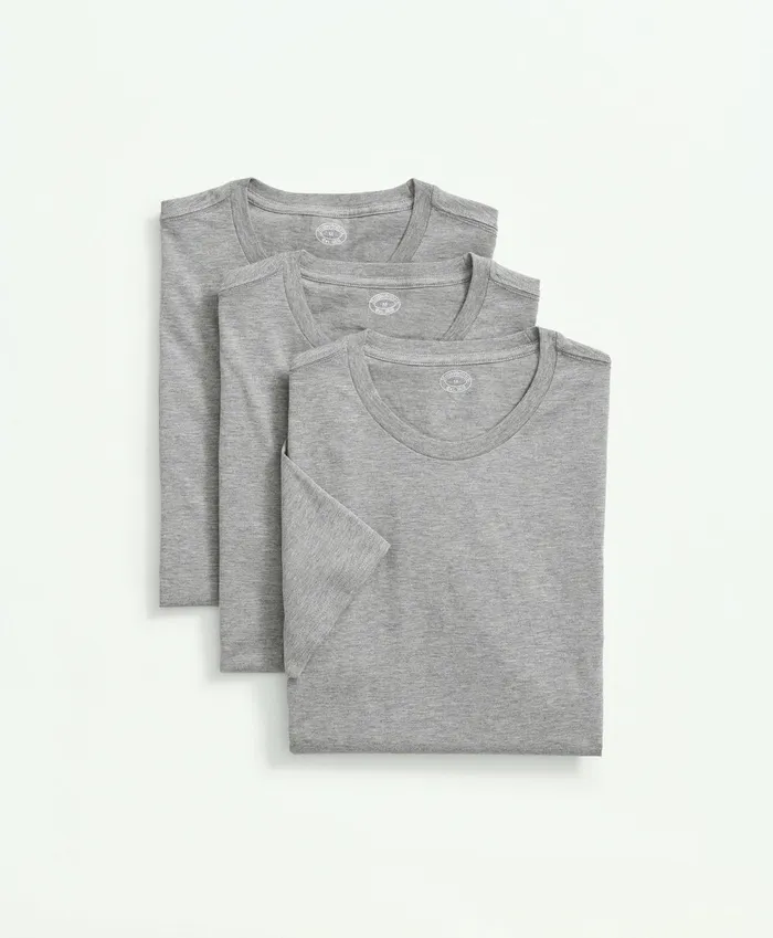 Underwear Men Brooks Brothers Supima Cotton Crewneck 3 Pack TShirts Grey