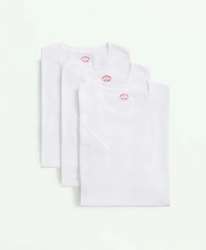 Underwear Men Brooks Brothers Supima Cotton Crewneck 3 Pack TShirts White
