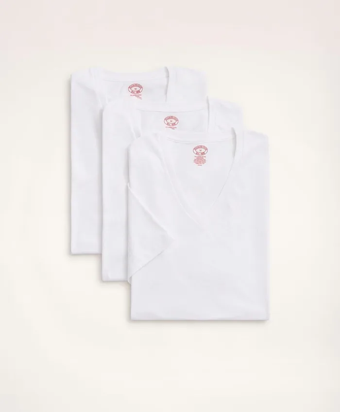 Underwear Men Brooks Brothers Supima Cotton VNeck Undershirt3 Pack White