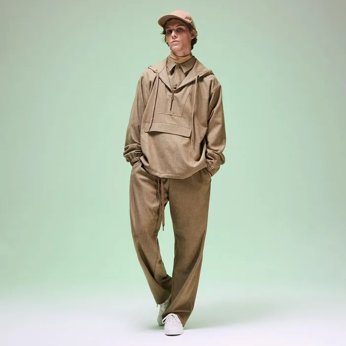 Unisex Fashion Show Hooded Solid Virgin Wool Jacket Light Brown Mens Lacoste Jackets and Coats Gift Ideas