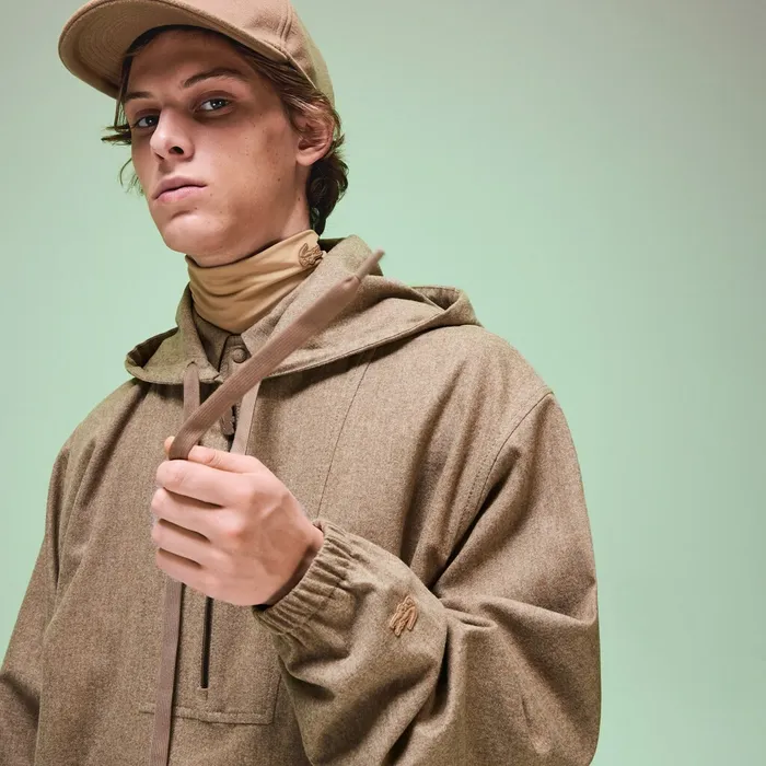Unisex Fashion Show Hooded Solid Virgin Wool Jacket Light Brown Mens Lacoste Jackets and Coats Gift Ideas