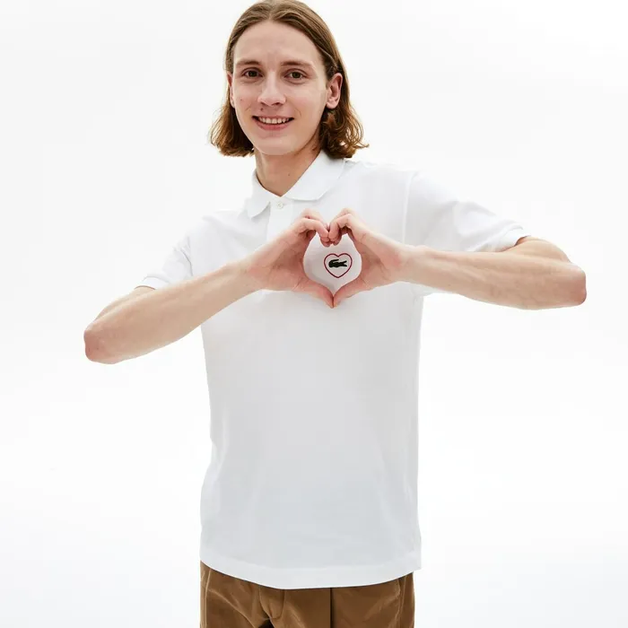 Unisex L1212 Polo Merci in Cotton Piqu White Womens Lacoste Polos Store