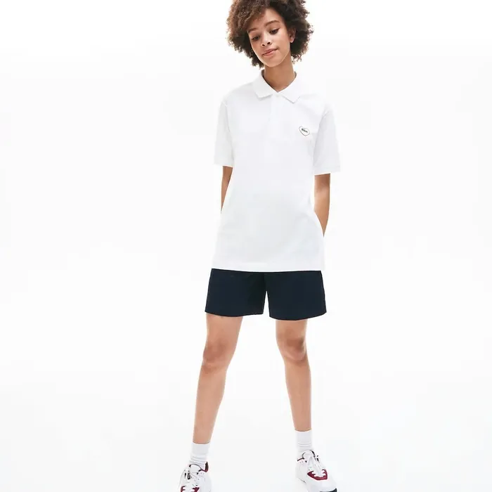 Unisex L1212 Polo Merci in Cotton Piqu White Womens Lacoste Polos Store