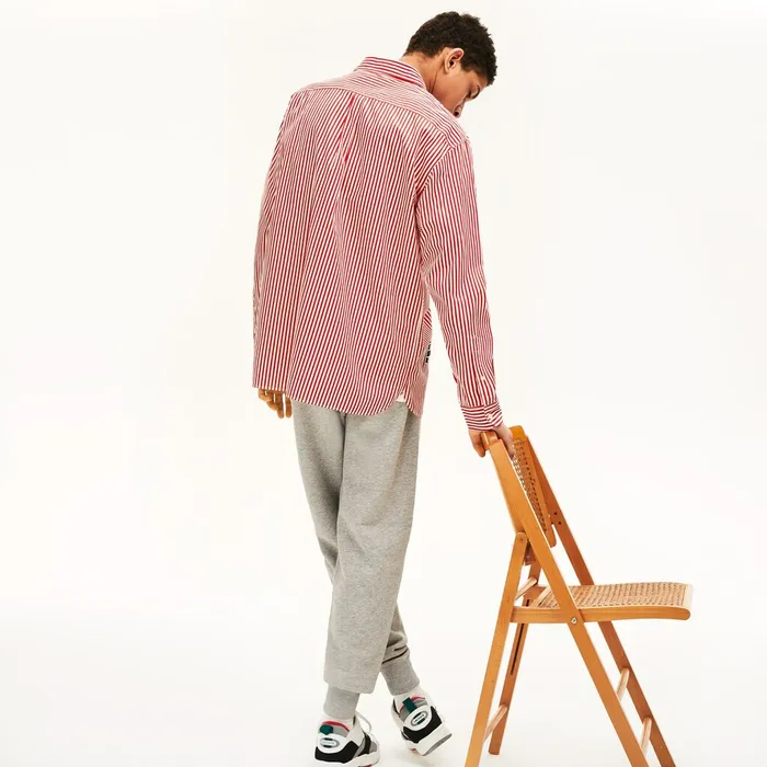 Unisex LIVE BoxyFit Striped Cotton Shirt WhiteRed Womens Lacoste Shirts and Tops Popular
