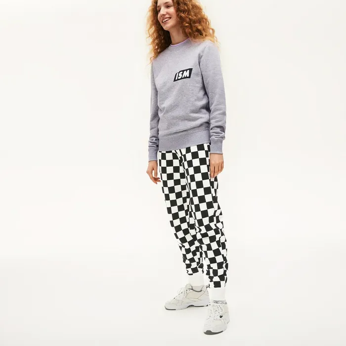 Unisex LIVE Check Fleece Tracksuit Pants WhiteBlack Womens Lacoste Pants and Shorts Outlet Factory