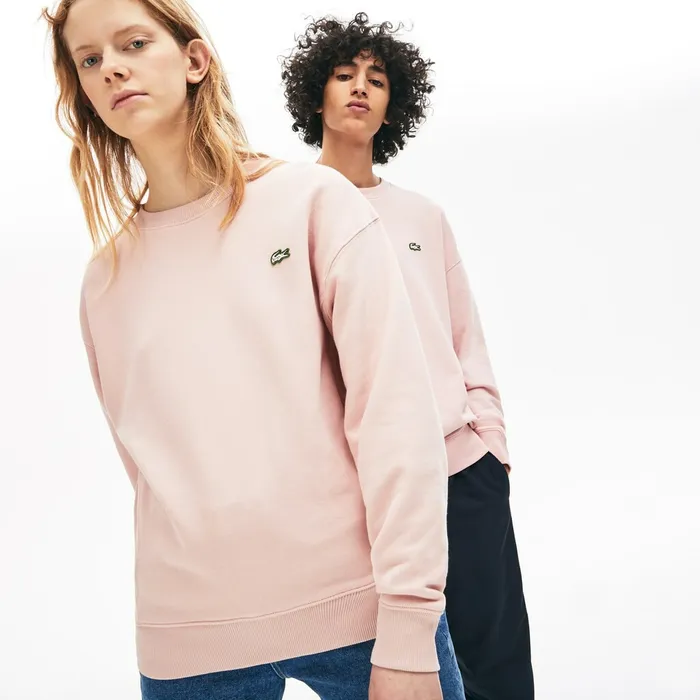 Unisex LIVE Cotton Fleece Sweatshirt Light Pink Mens Lacoste Sweatshirts For Sale Online