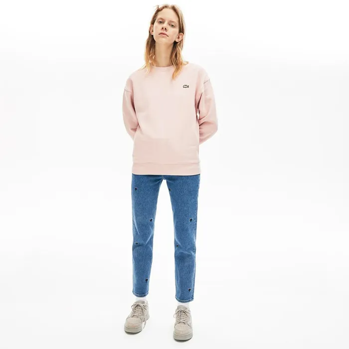 Unisex LIVE Cotton Fleece Sweatshirt Light Pink Mens Lacoste Sweatshirts For Sale Online
