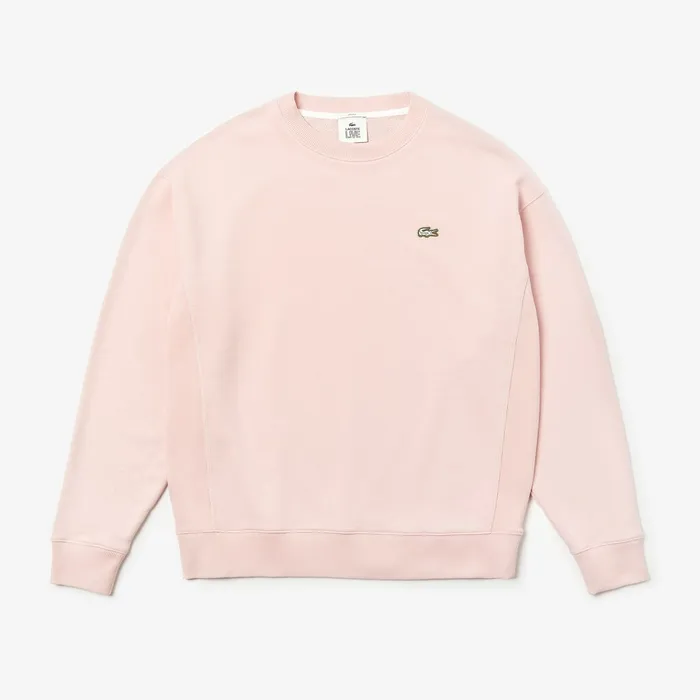 Unisex LIVE Cotton Fleece Sweatshirt Light Pink Mens Lacoste Sweatshirts For Sale Online