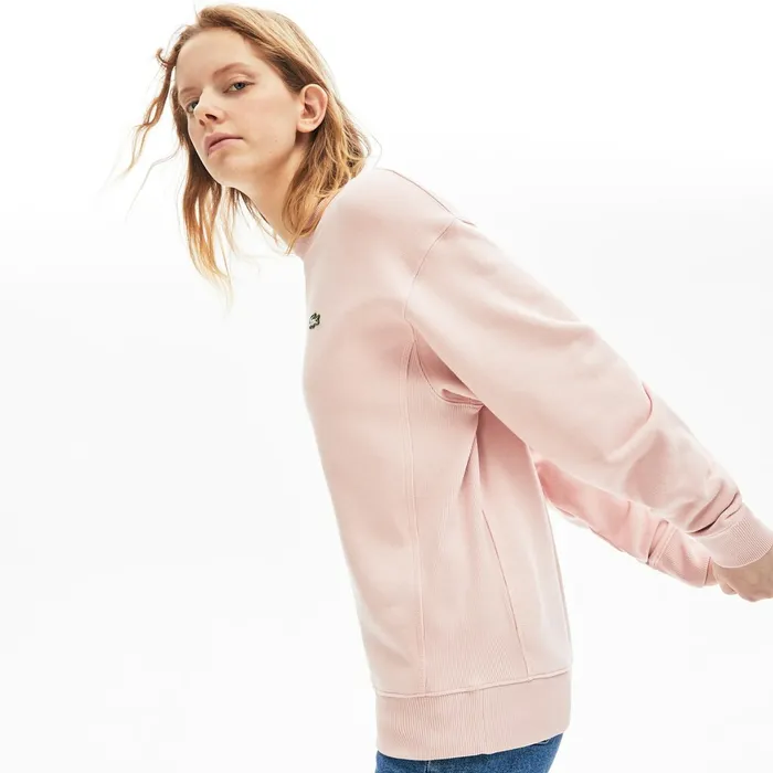 Unisex LIVE Cotton Fleece Sweatshirt Light Pink Mens Lacoste Sweatshirts For Sale Online