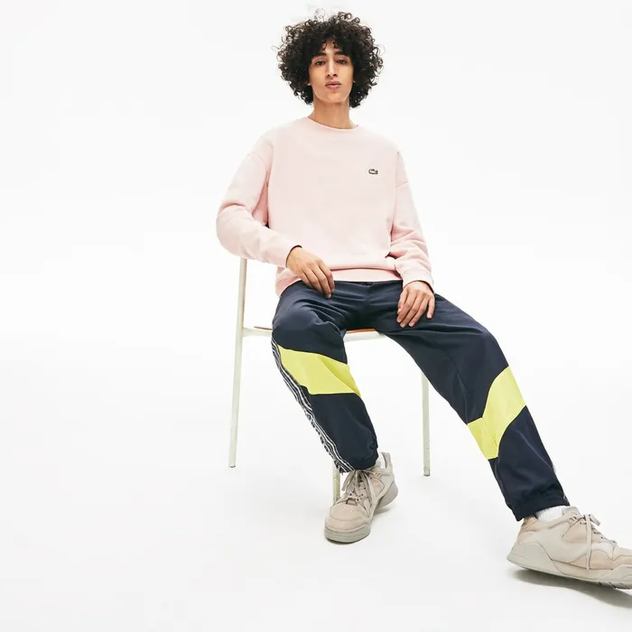 Unisex LIVE Cotton Fleece Sweatshirt Light Pink Mens Lacoste Sweatshirts For Sale Online
