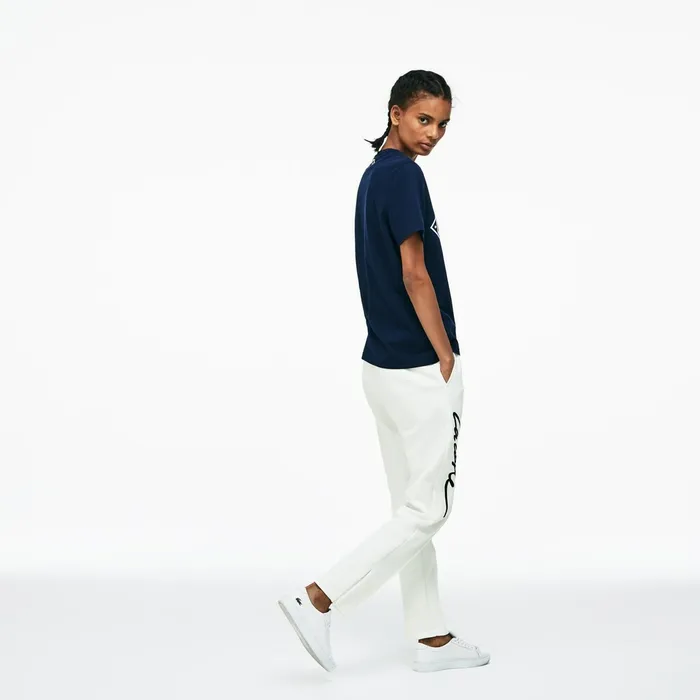 Unisex LIVE Embroidered Fleece Urban Jogging Pants WhiteBlack Mens Lacoste Pants and Shorts Online Outlet Store